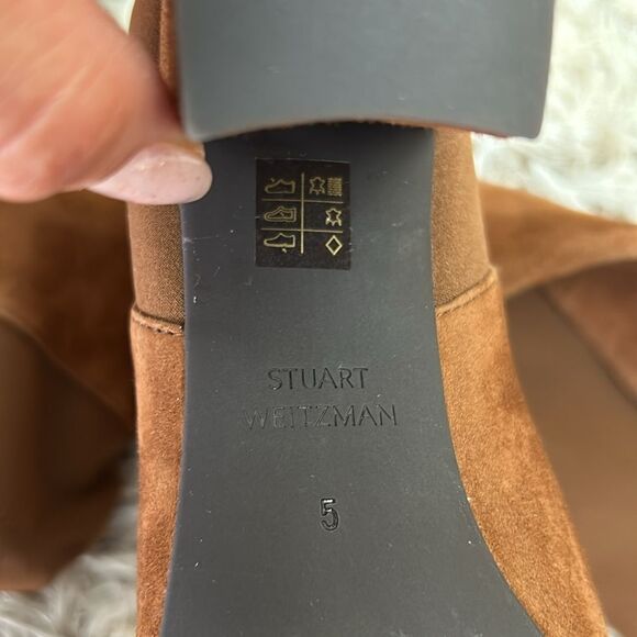 NWOB Stuart Weitzman Carly 5050 Suede Stretch Over The Knee Boots in Coffee sz 5 - Picture 10 of 11